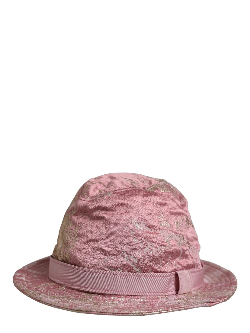 Pink Metallic Jacquard Pattern Bucket Capello Hat