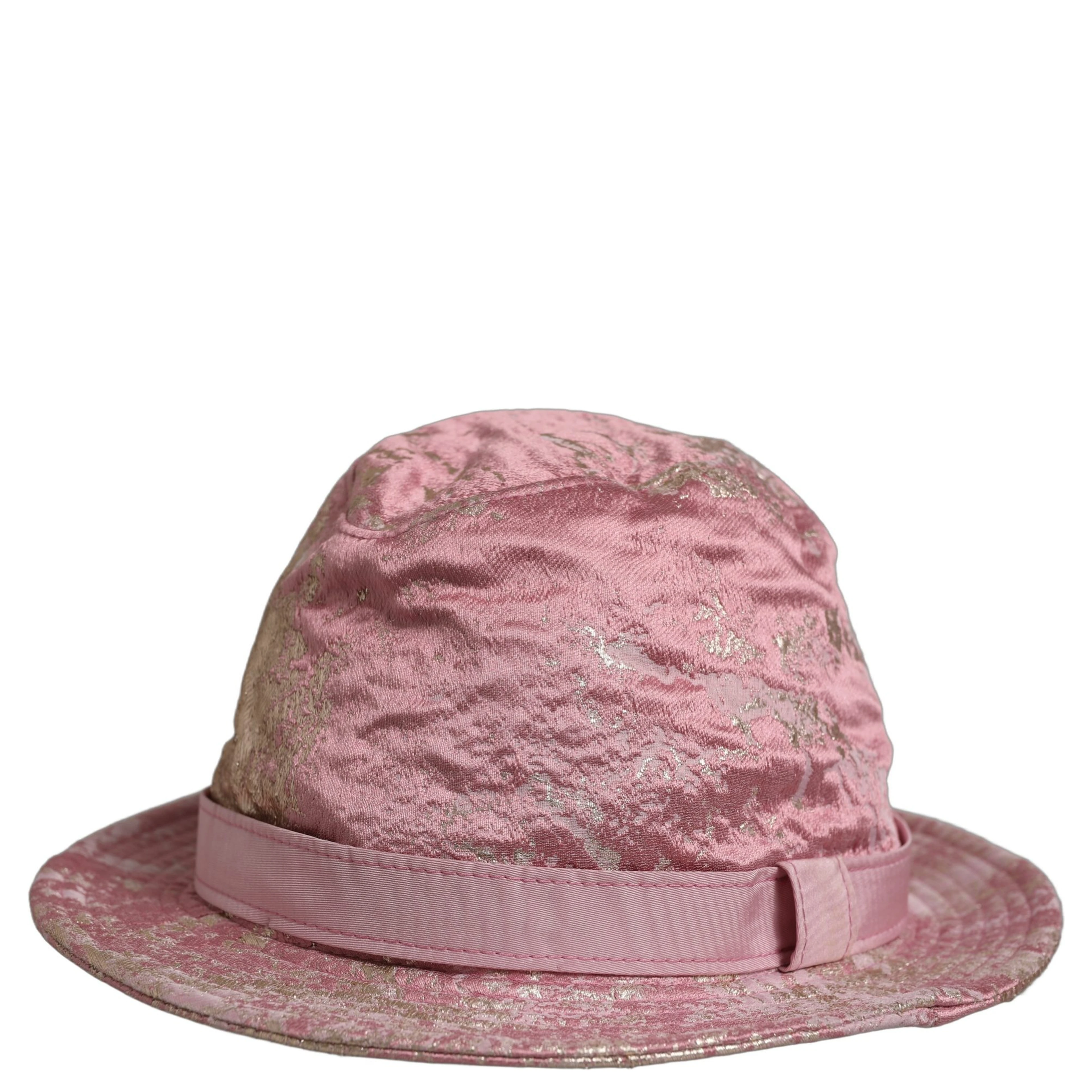 Pink Metallic Jacquard Pattern Bucket Capello Hat