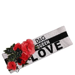 White D&G Queen Love Floral Applique Head Band One Size Hat