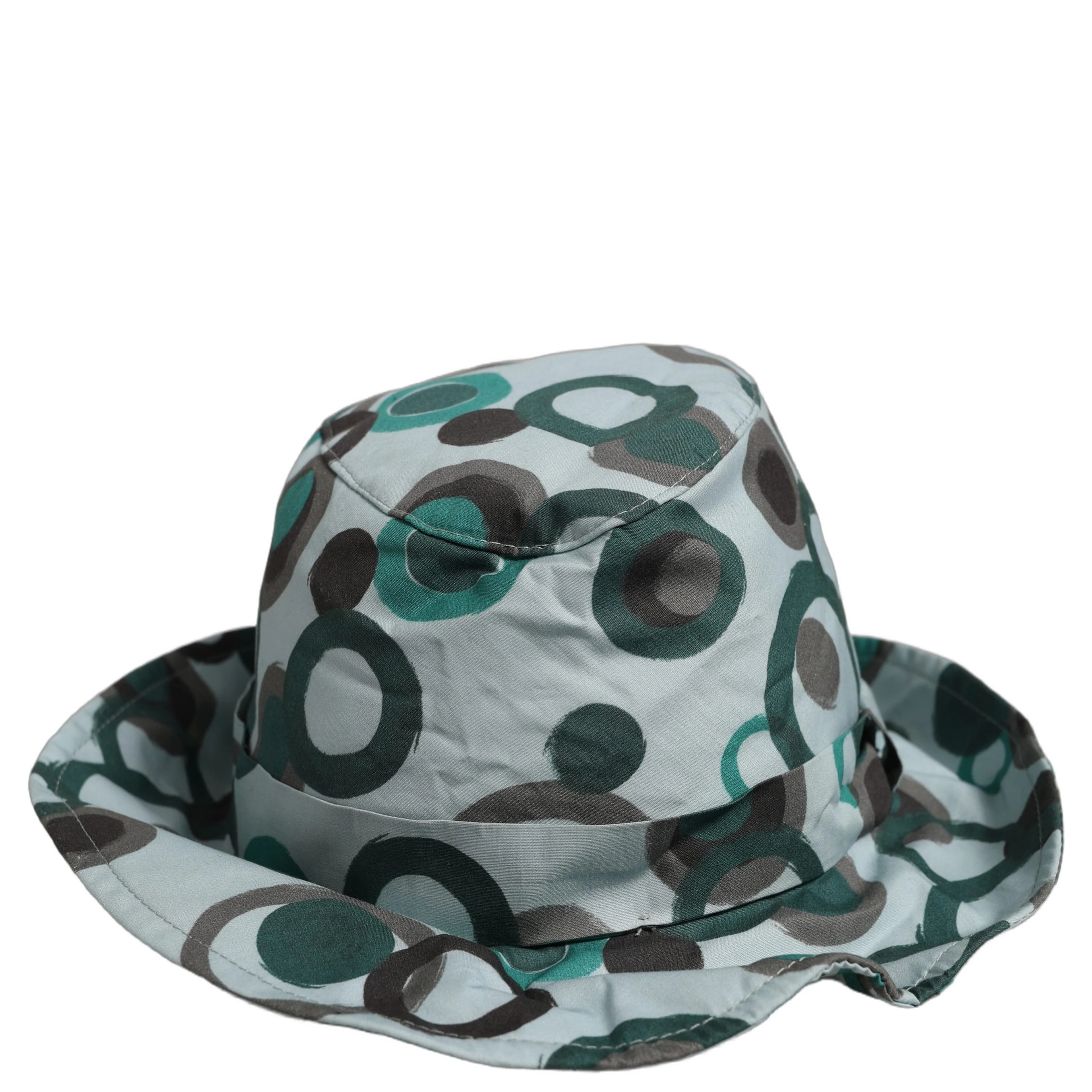 Teal Cotton Big Polka Dot Pattern Bucket Hat