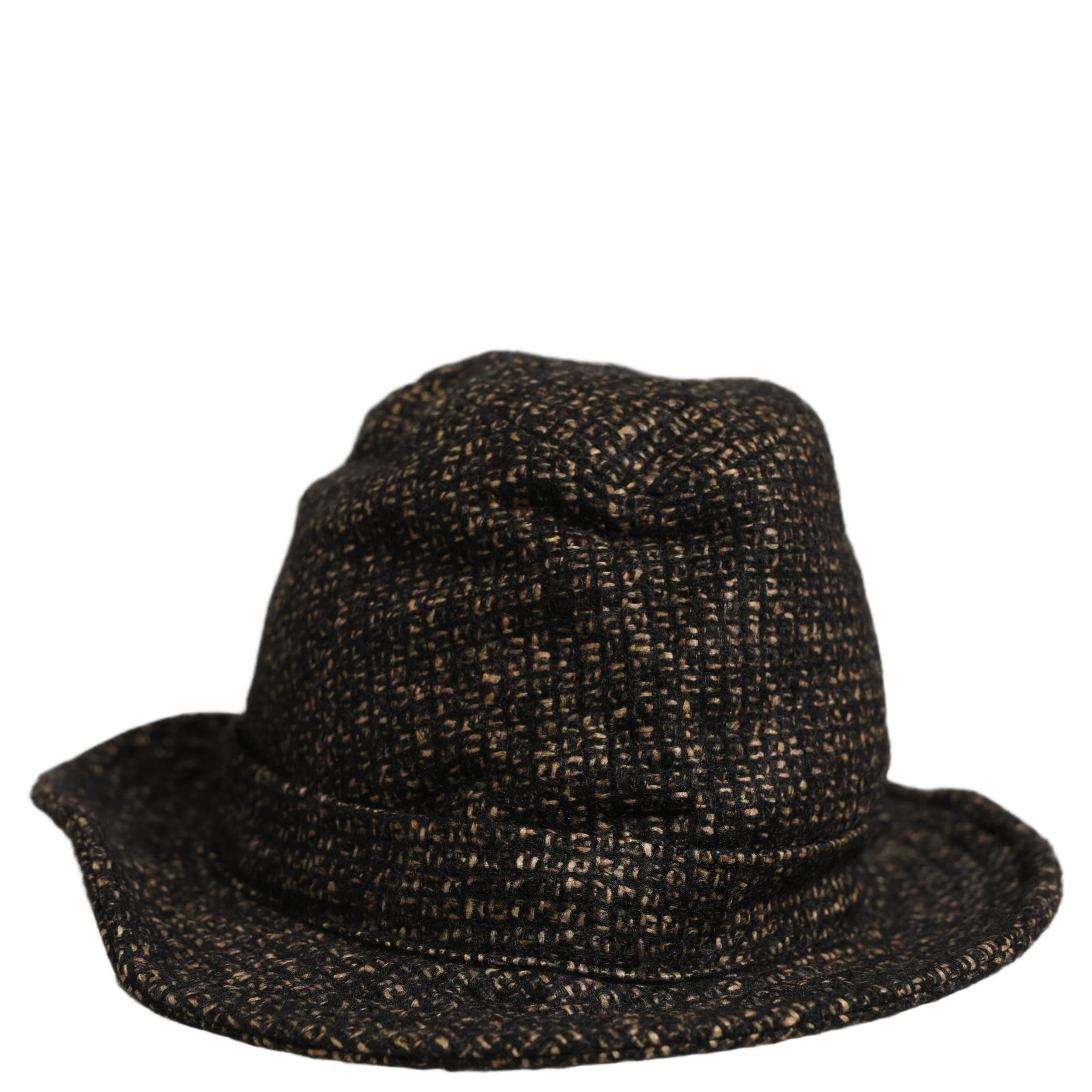 Gray Melange Blended Textured Tweed Capello Hat
