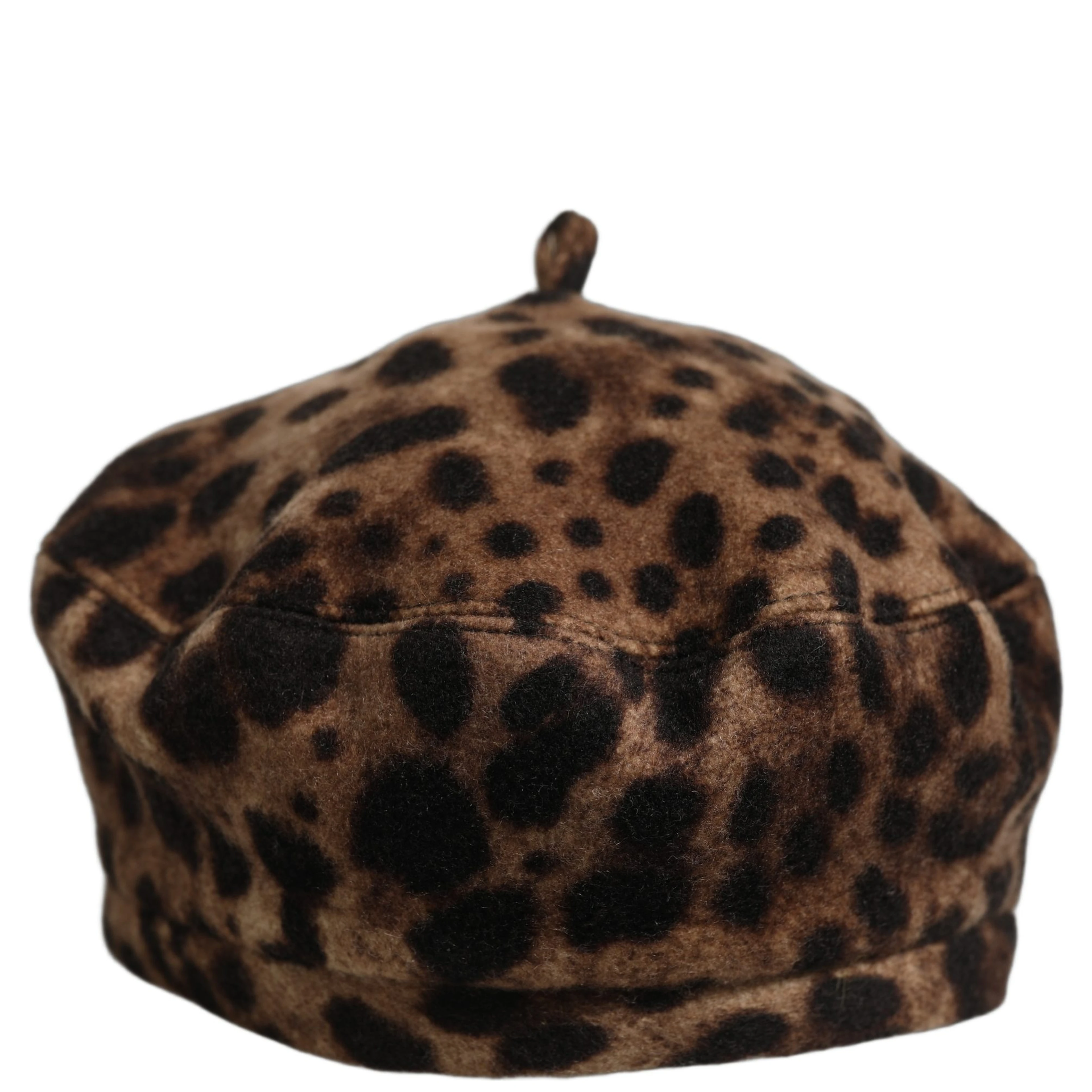 Brown Leopard French Style Beret Capello Hat