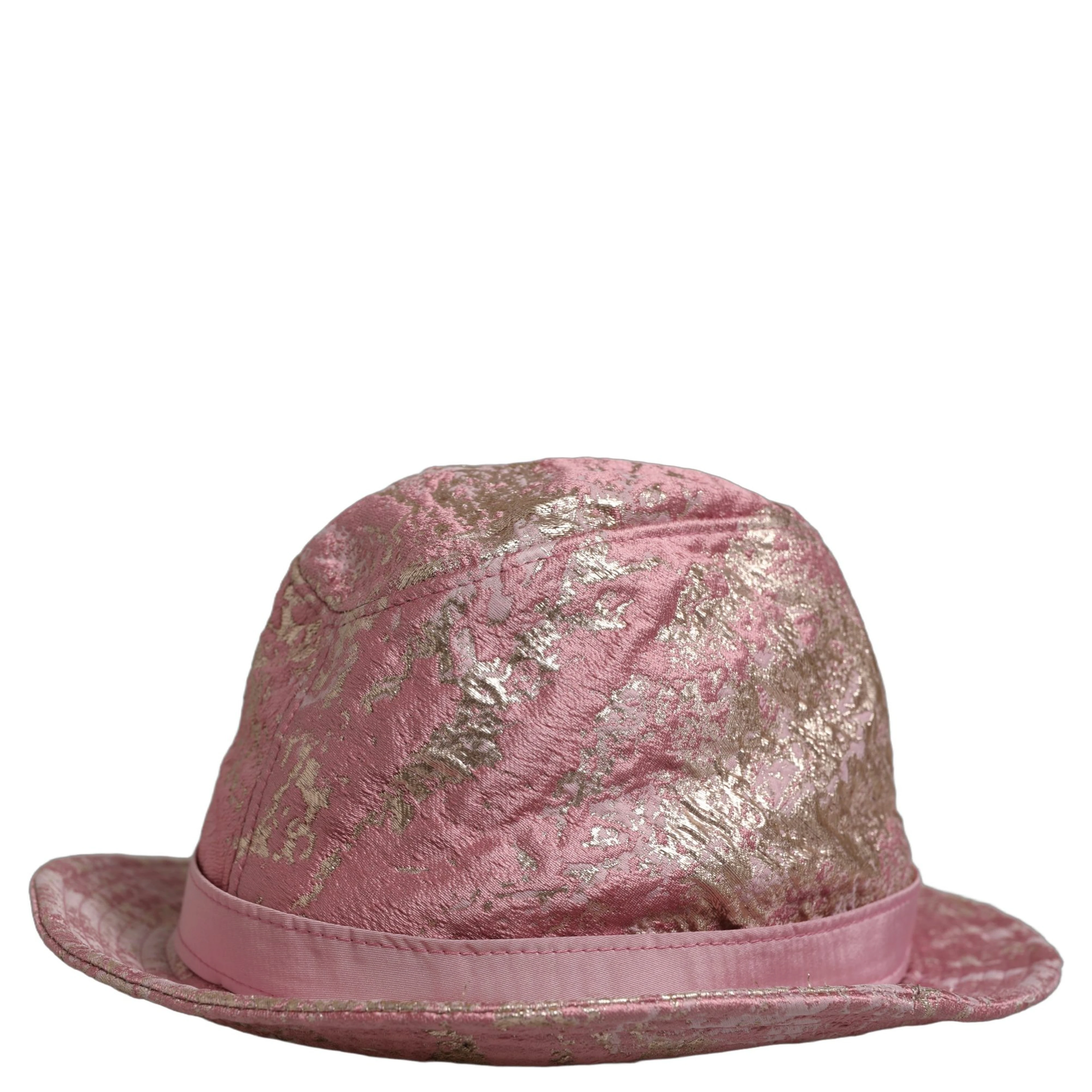 Pink Metallic Jacquard Pattern Bucket Capello Hat