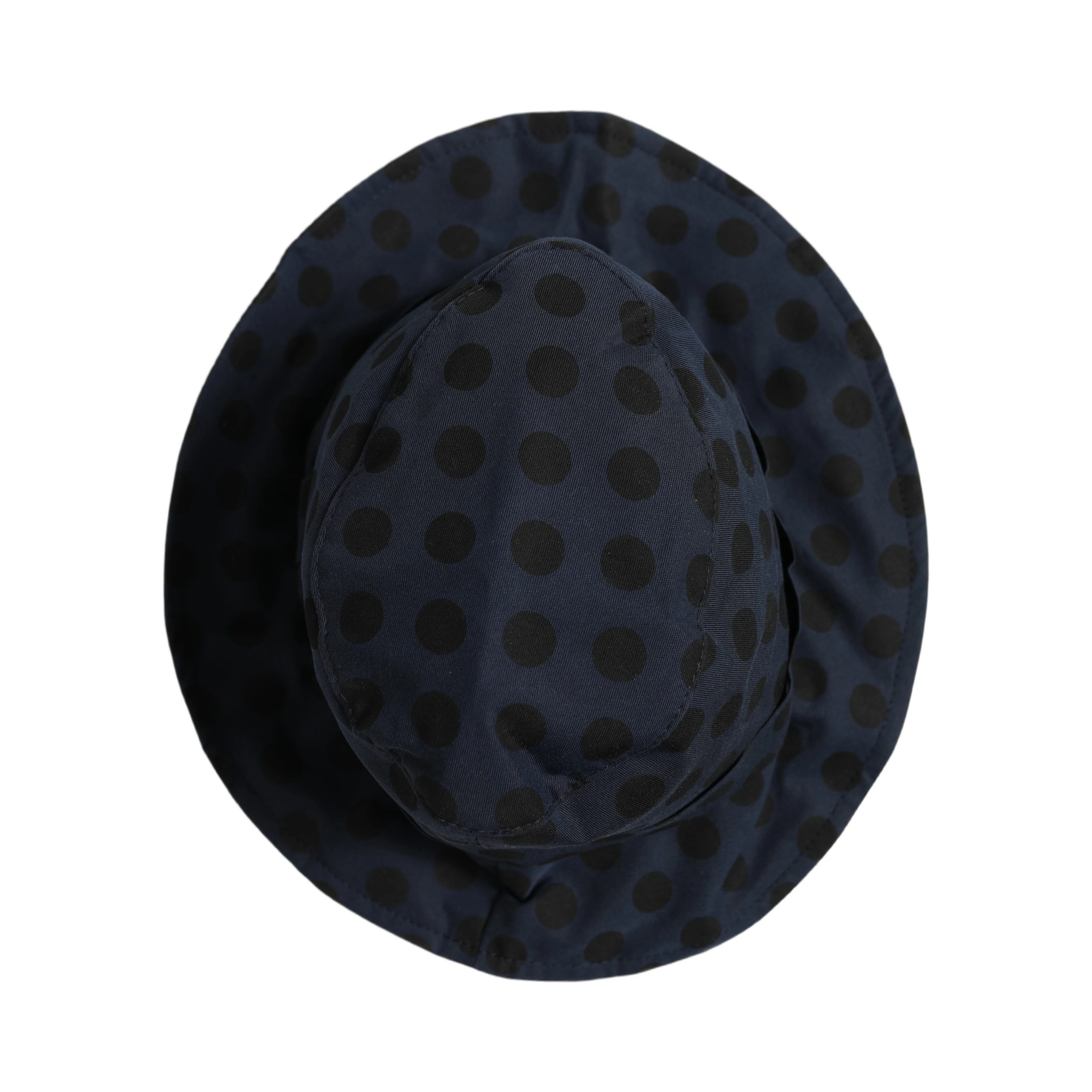 Blue Black Polka Dot Cotton Bucket Capello Hat