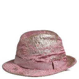Pink Metallic Jacquard Pattern Bucket Capello Hat
