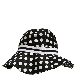 Black White Polka Dot Cotton Bucket Capello Hat