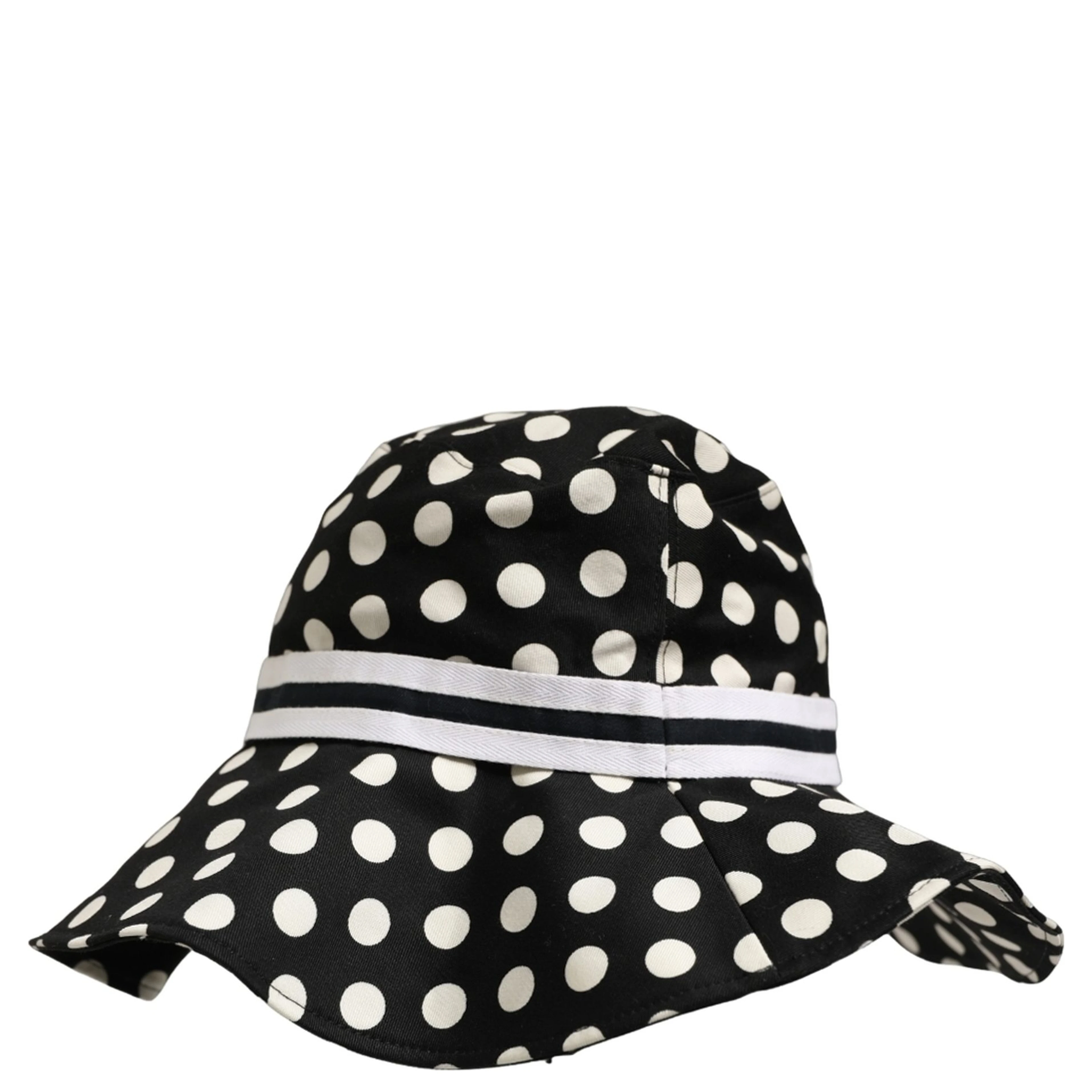 Black White Polka Dot Cotton Bucket Capello Hat