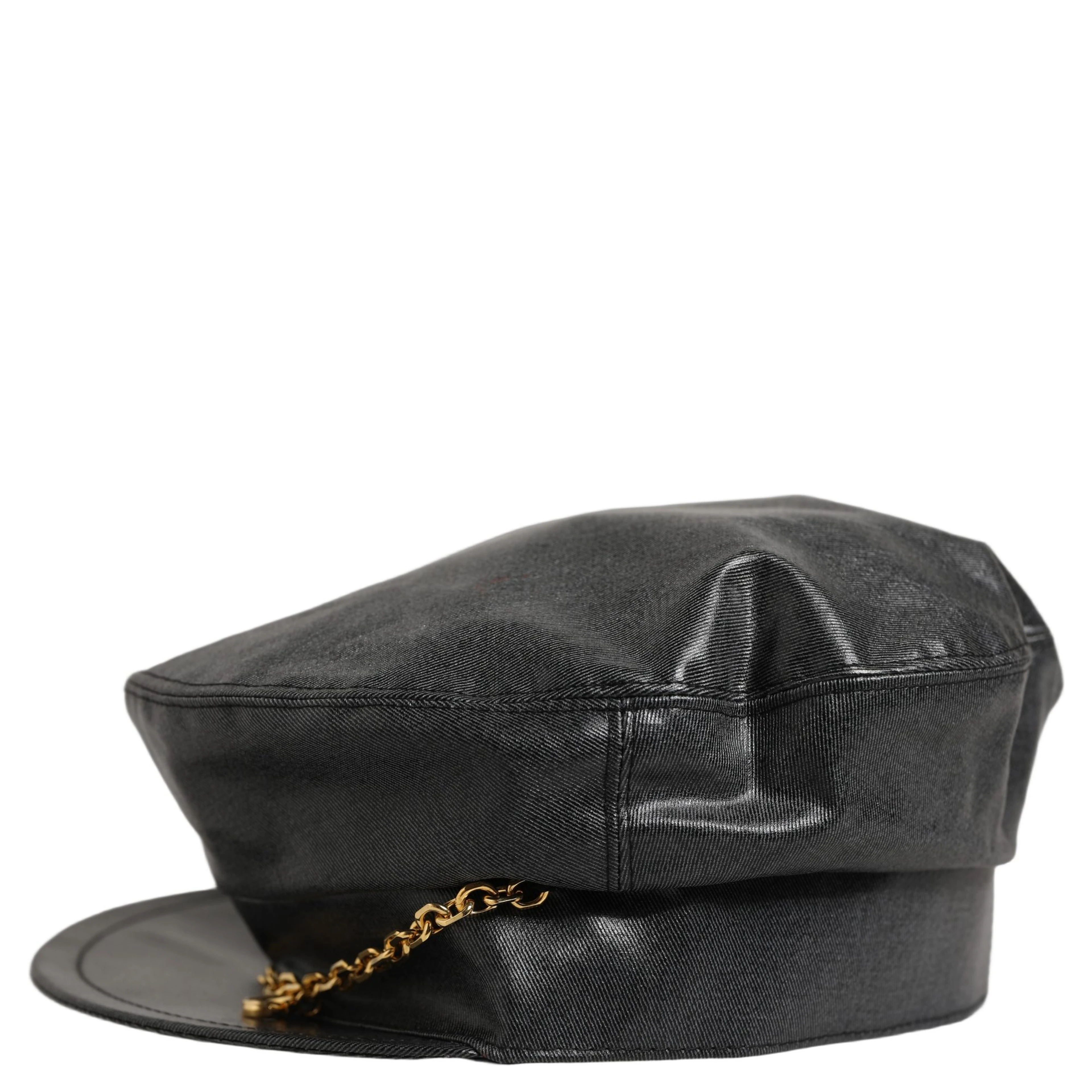 Black Cotton Gold DG Chain Baker Boy Capello Hat