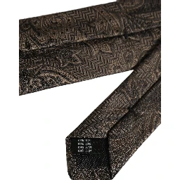 Men Brown Paisley 100% Silk Adjustable Tied Necktie Tie