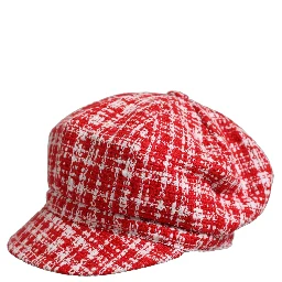 Red White Tweed Textured Baker Boy Capello Hat