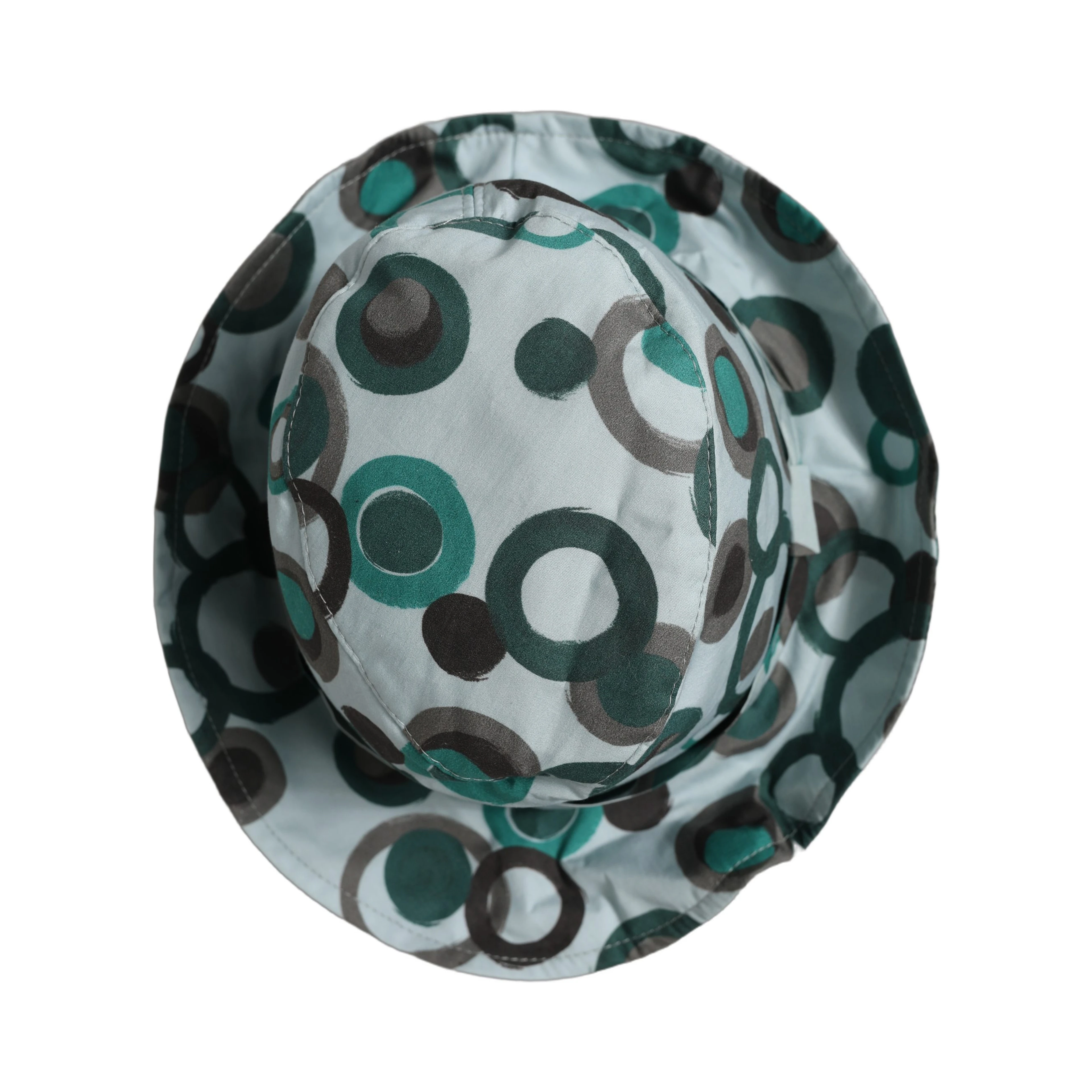 Teal Cotton Big Polka Dot Pattern Bucket Hat