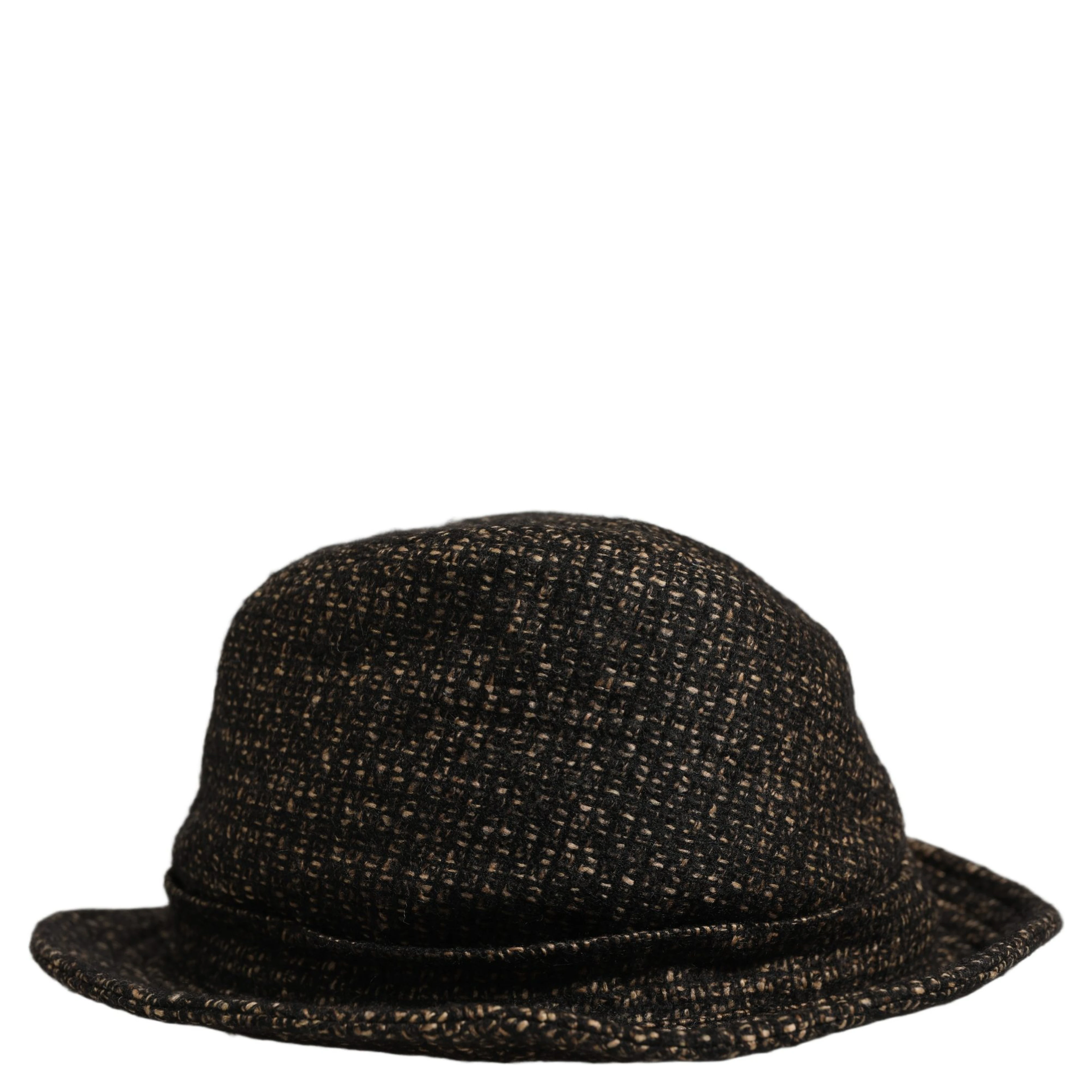 Gray Melange Blended Textured Tweed Capello Hat