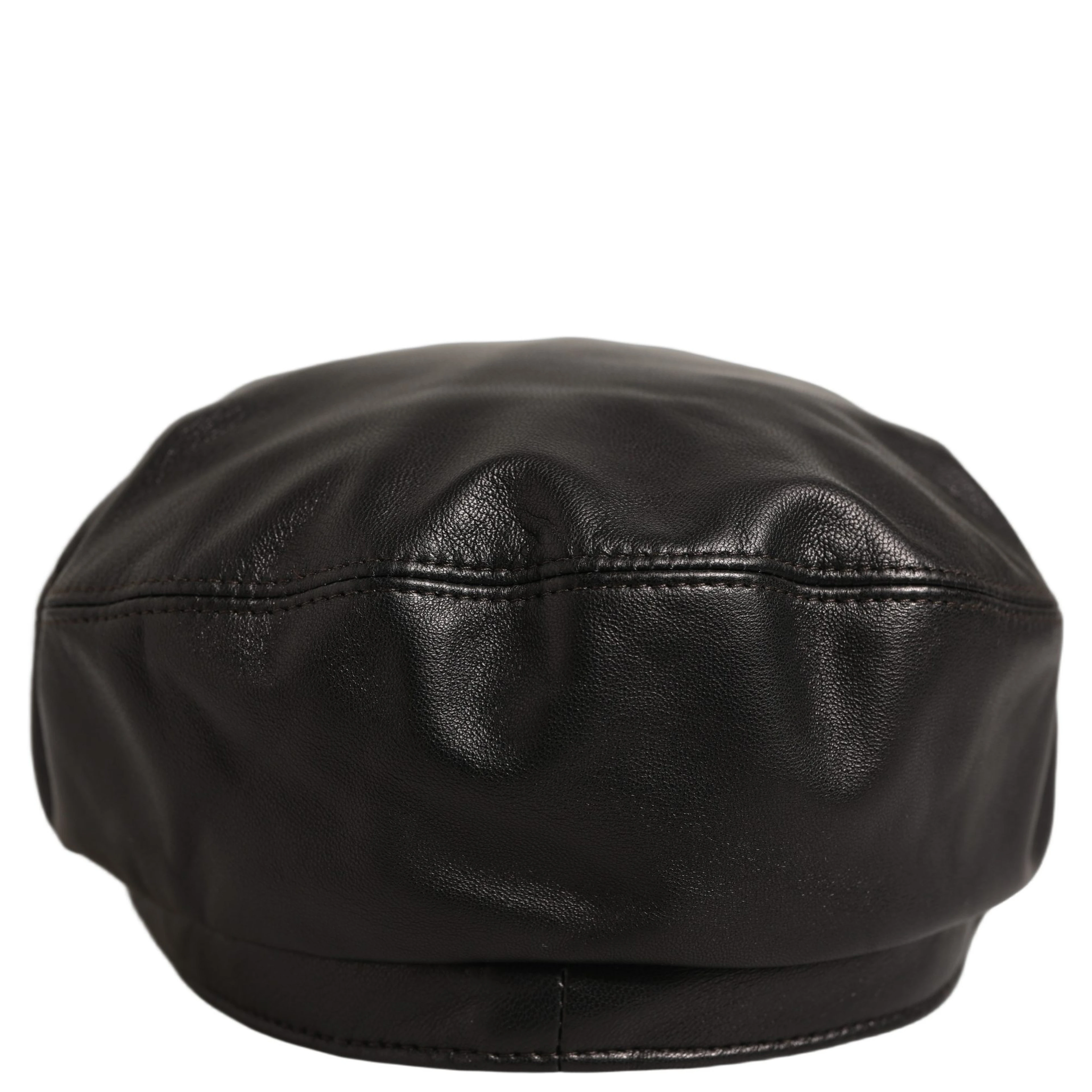 Black Lambskin Leather Newsboy Capello Hat