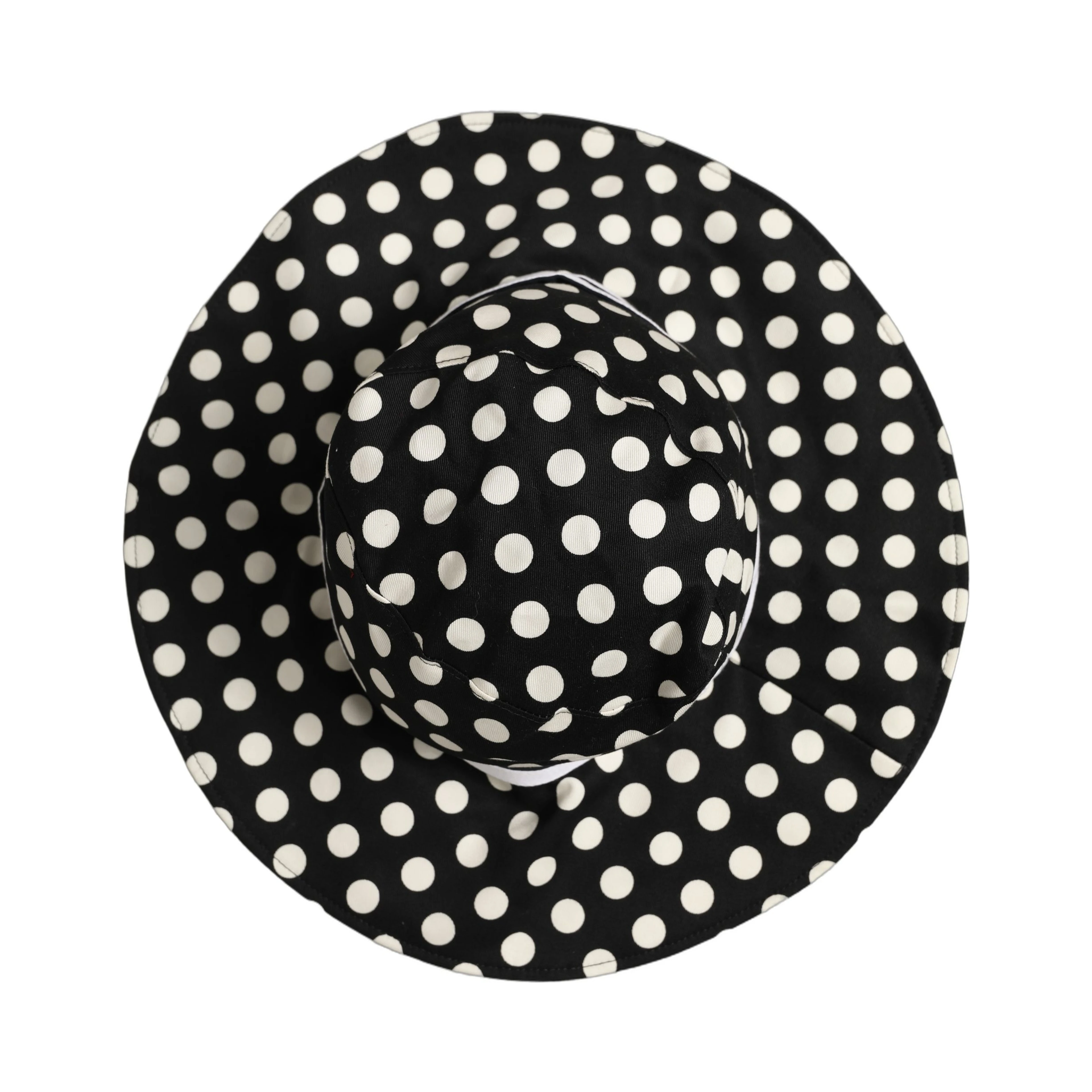 Black White Polka Dot Cotton Bucket Capello Hat