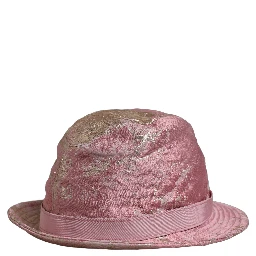 Pink Metallic Jacquard Pattern Bucket Capello Hat