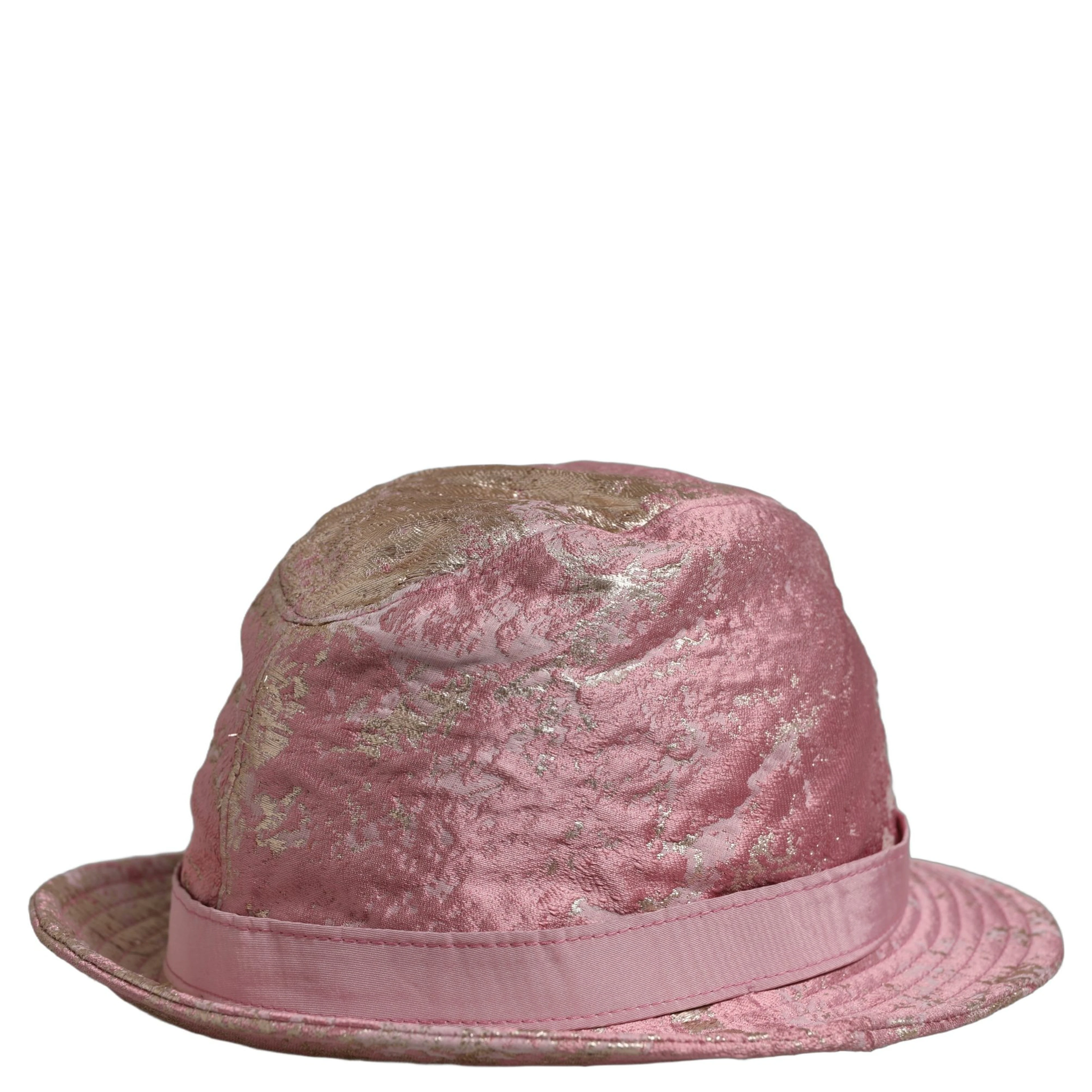 Pink Metallic Jacquard Pattern Bucket Capello Hat