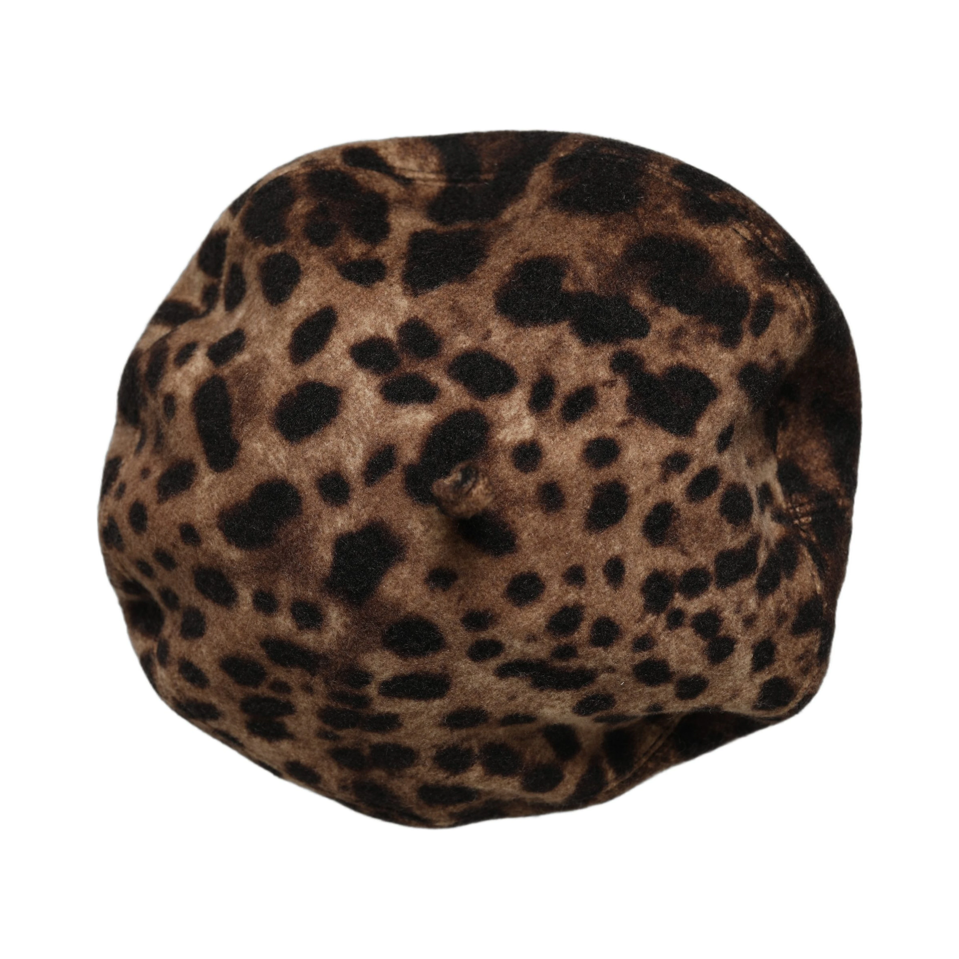 Brown Leopard French Style Beret Capello Hat