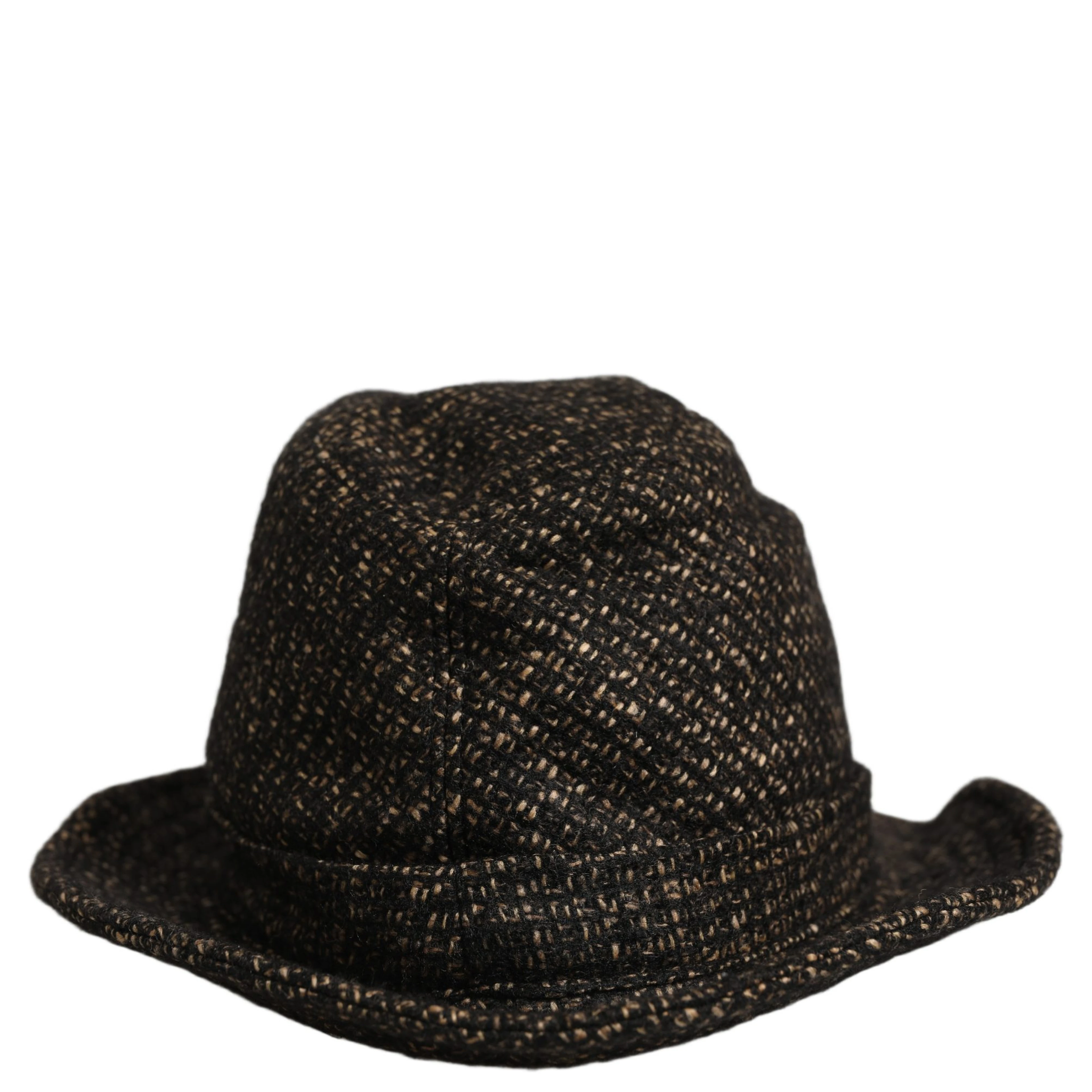 Gray Melange Blended Textured Tweed Capello Hat