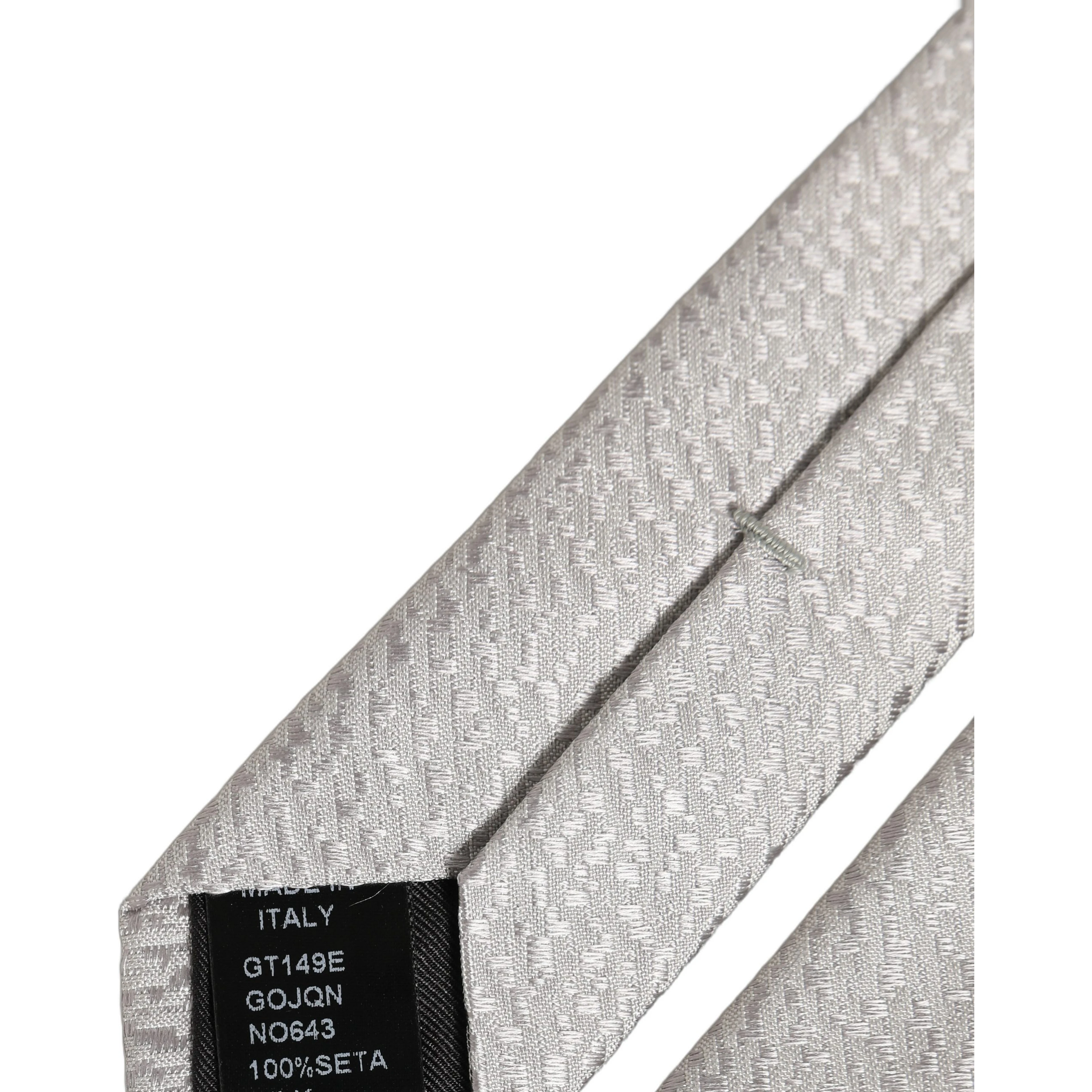 Men Gray 100% Silk Textured Adjustable Tied Necktie Tie