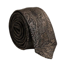 Men Brown Paisley 100% Silk Adjustable Tied Necktie Tie