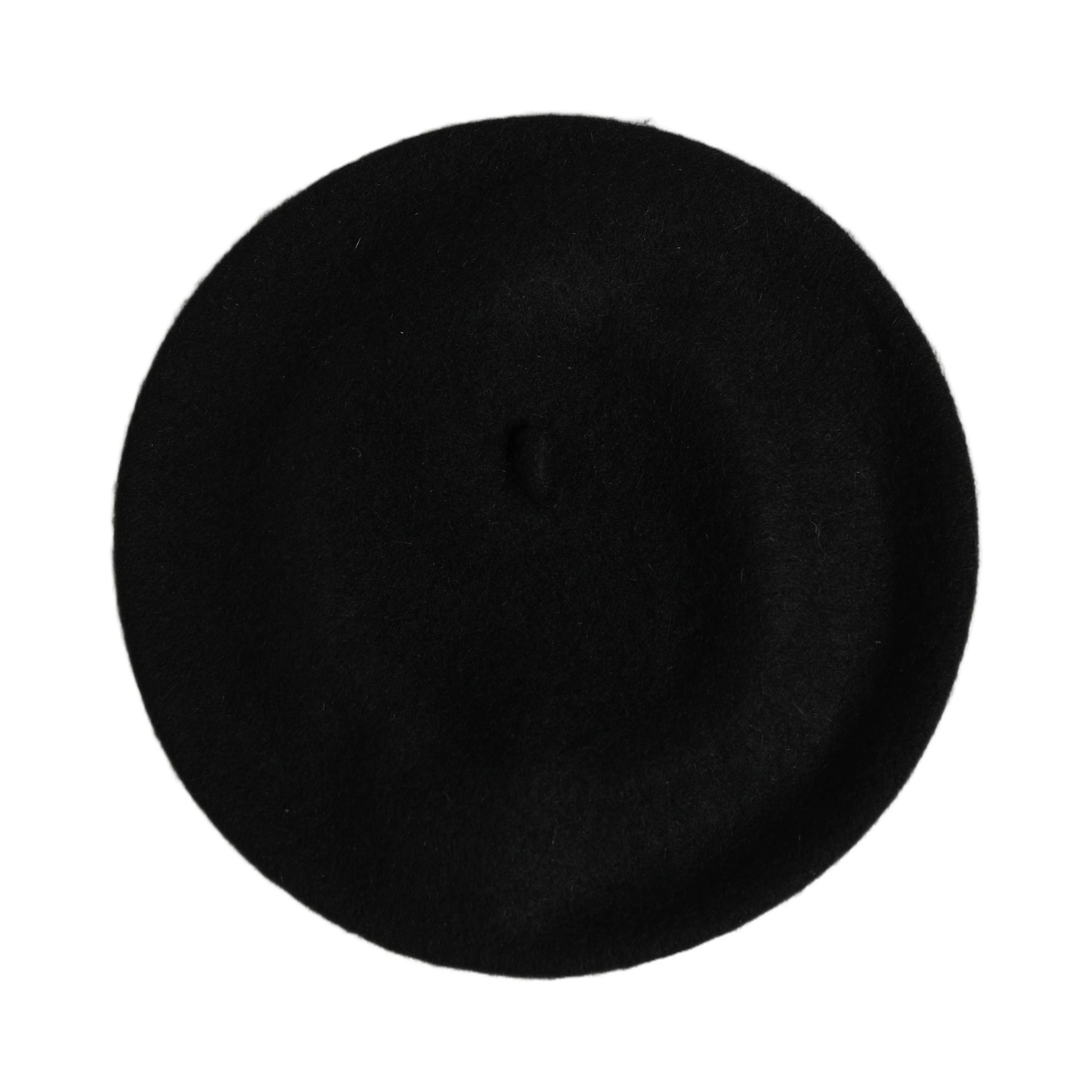 Black Wool French Style Beret Capello Hat