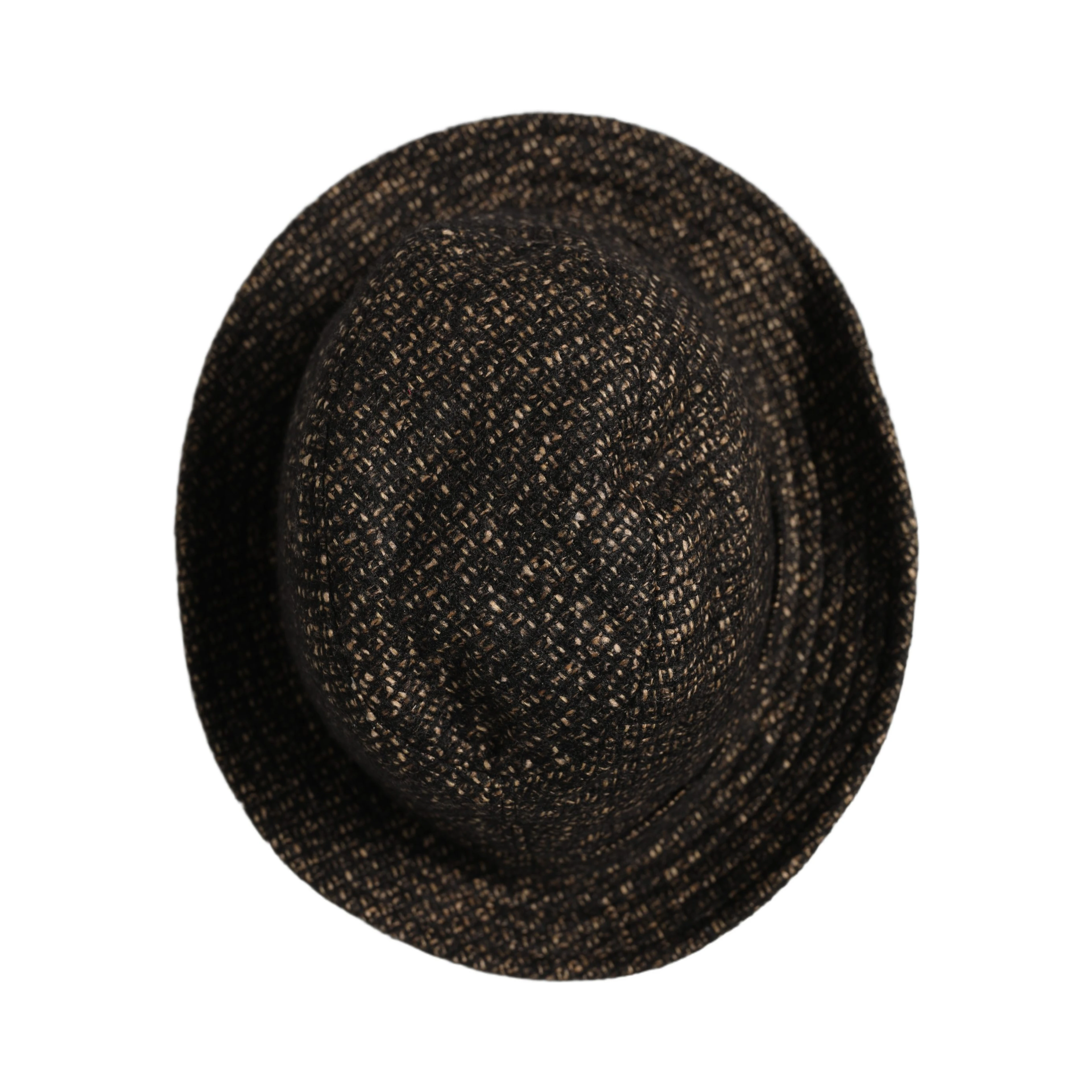Gray Melange Blended Textured Tweed Capello Hat