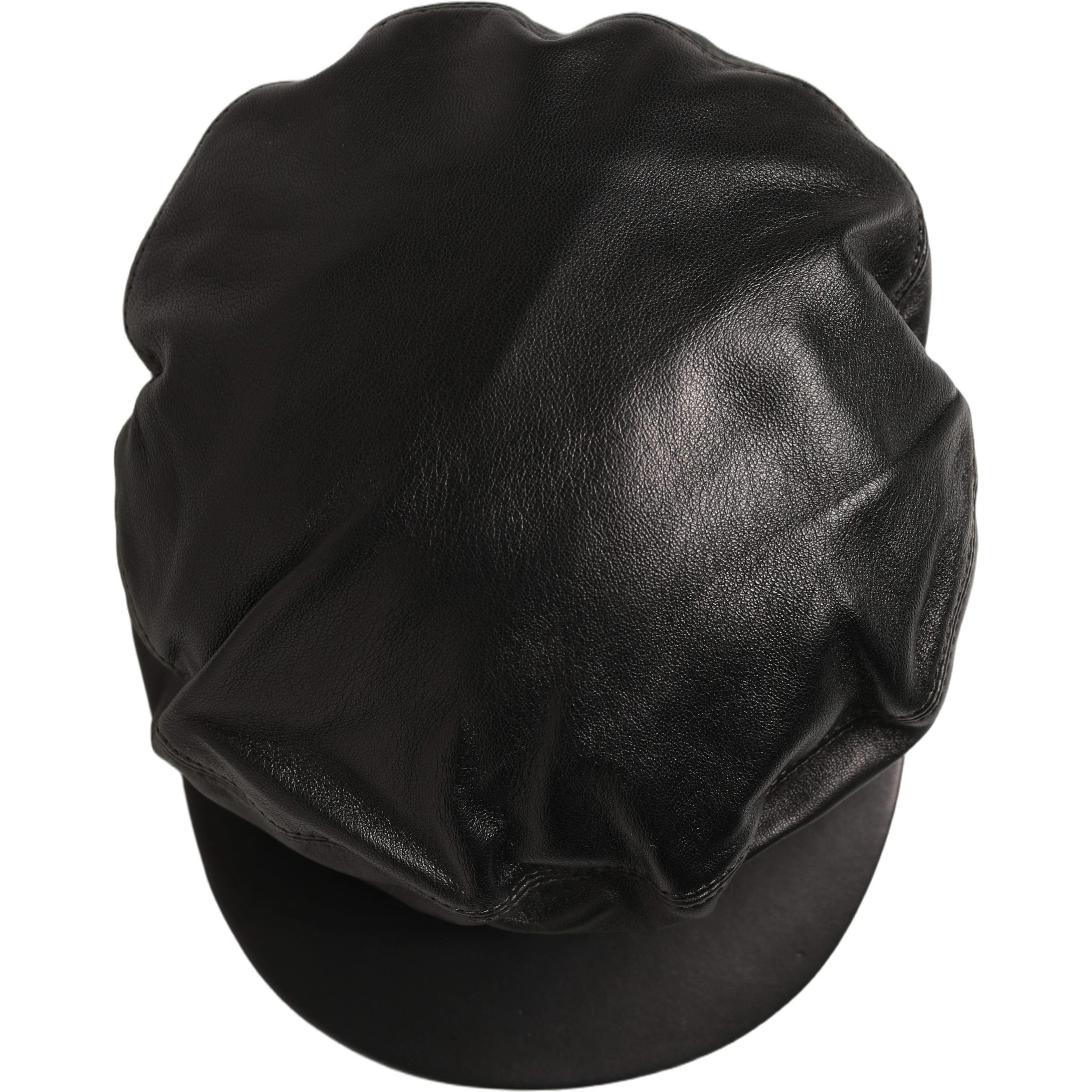 Black Lambskin Leather Newsboy Capello Hat