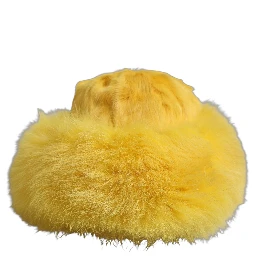 Yellow Fox Fur Womens Bucket Capello Hat