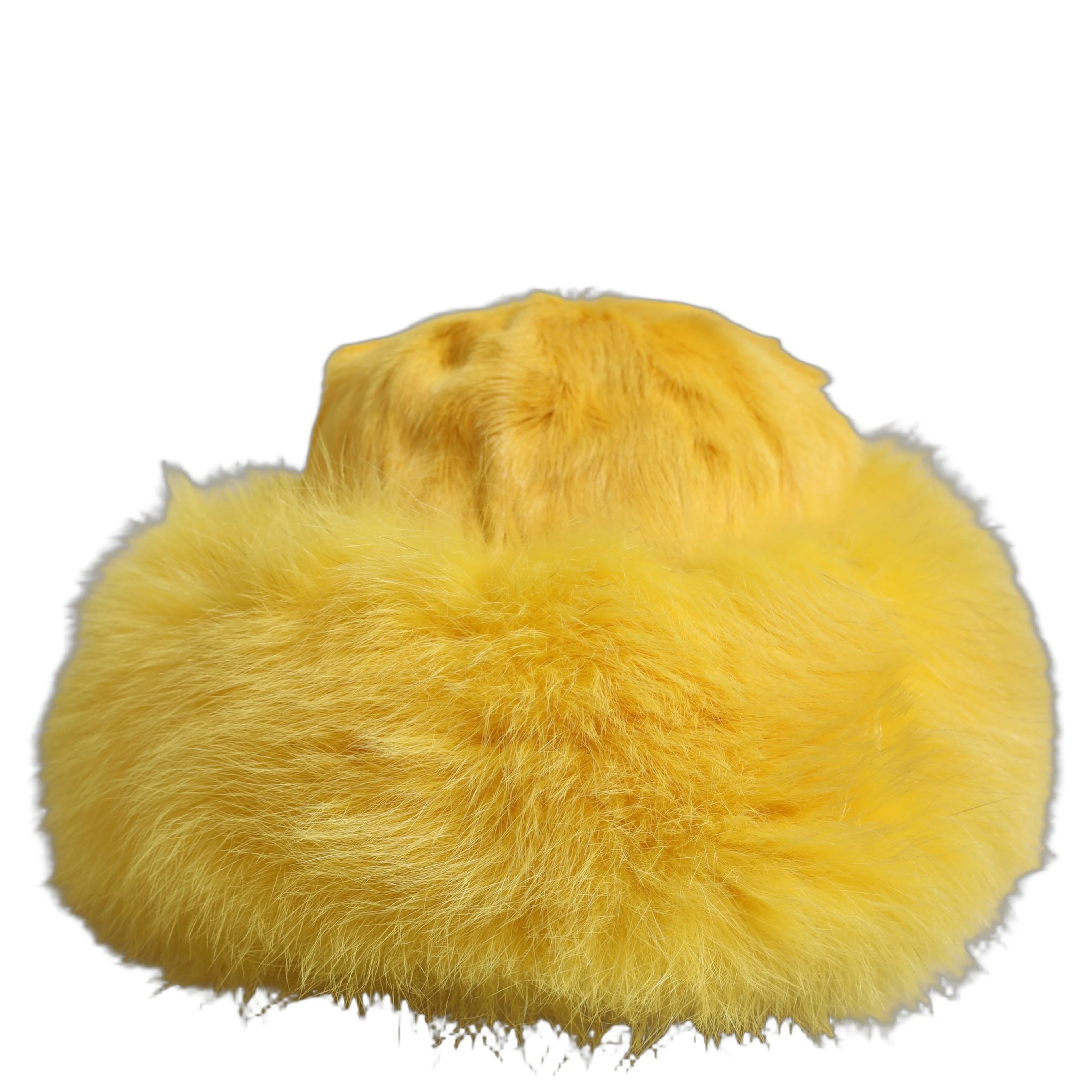 Yellow Fox Fur Womens Bucket Capello Hat
