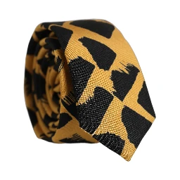 Men Black Yellow Patterned Adjustable Tied Necktie Tie