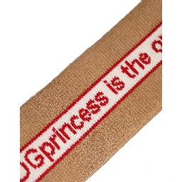 Beige Cashmere Knitted Embroidered Head Band One Size Hat