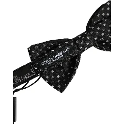 Men Black Patterned Adjustable Neck Papillon Bow Tie