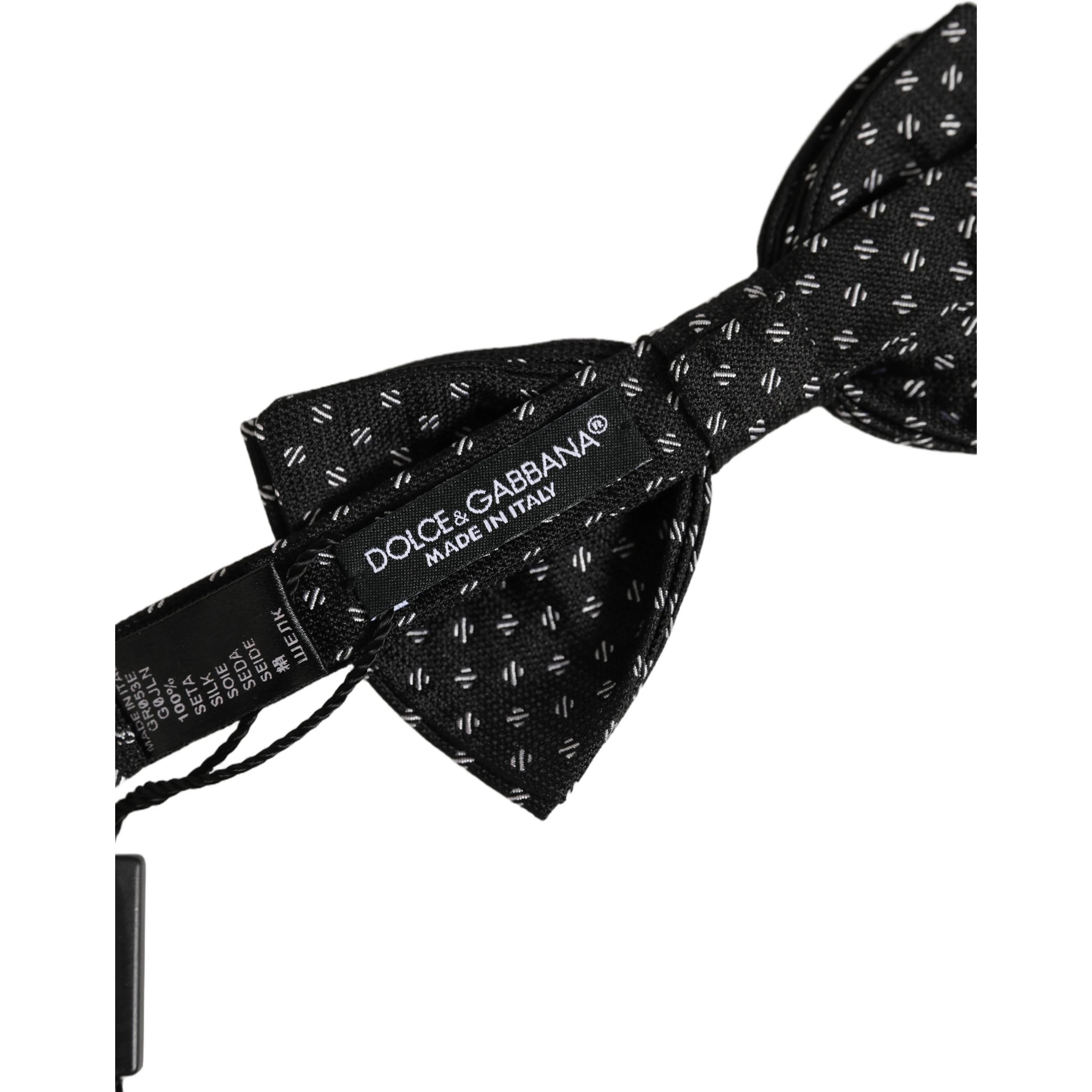 Men Black Patterned Adjustable Neck Papillon Bow Tie