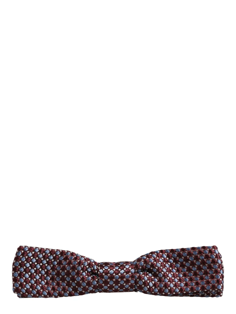 Blue Burgundy Woven Adjustable Neck Papillon Bow Tie