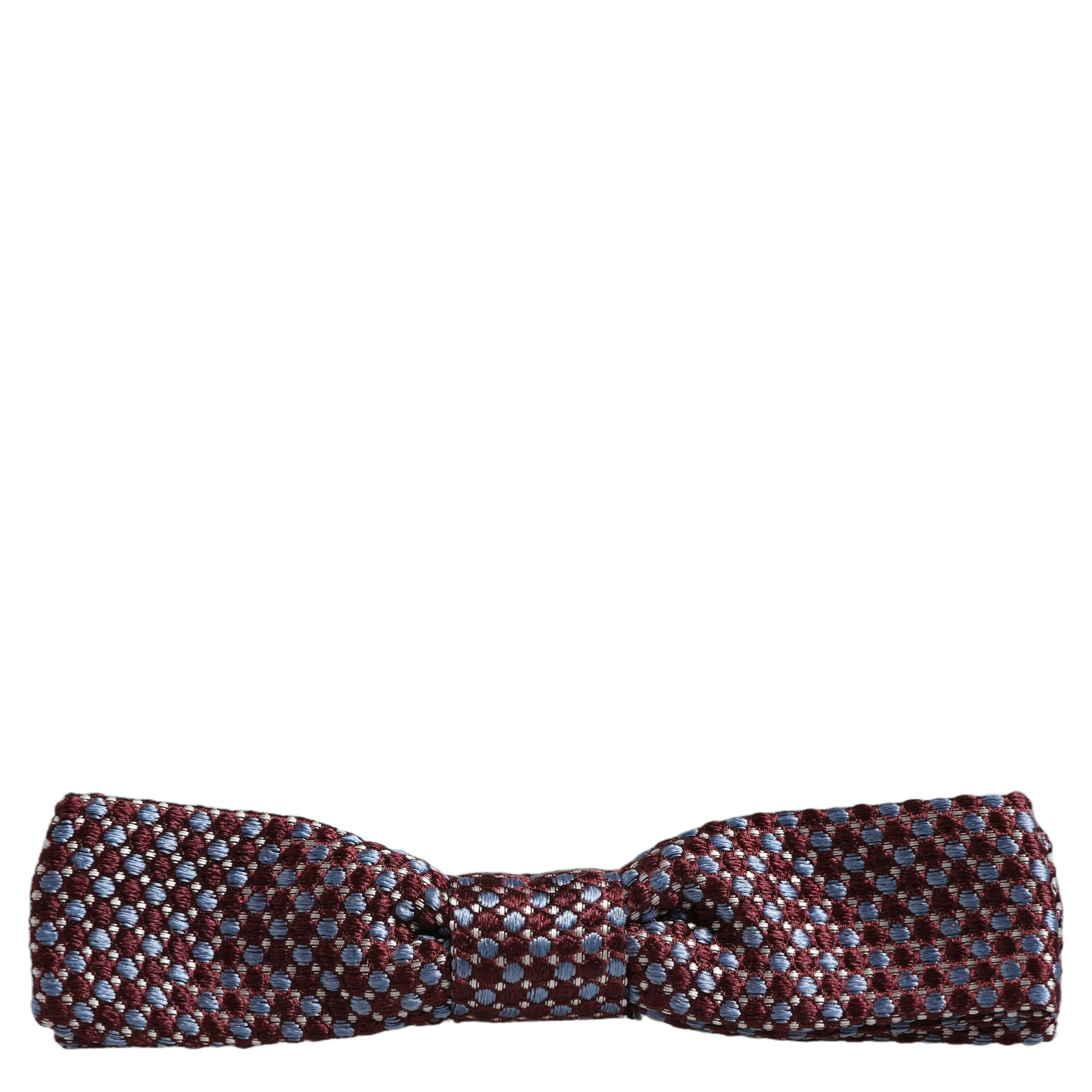 Blue Burgundy Woven Adjustable Neck Papillon Bow Tie