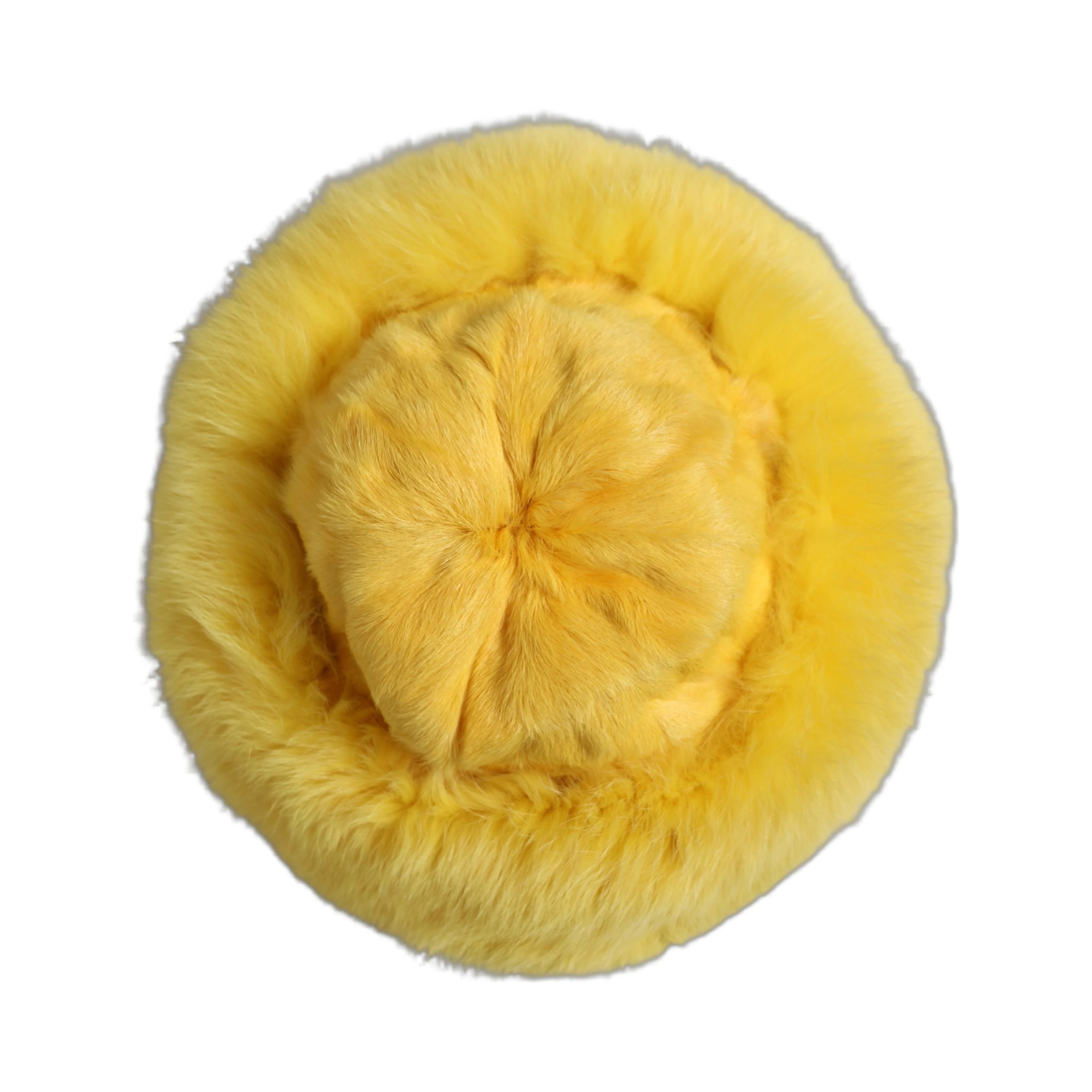 Yellow Fox Fur Womens Bucket Capello Hat