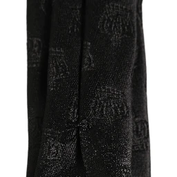 Men Black Crown Print Silk Adjustable Tied Necktie Tie
