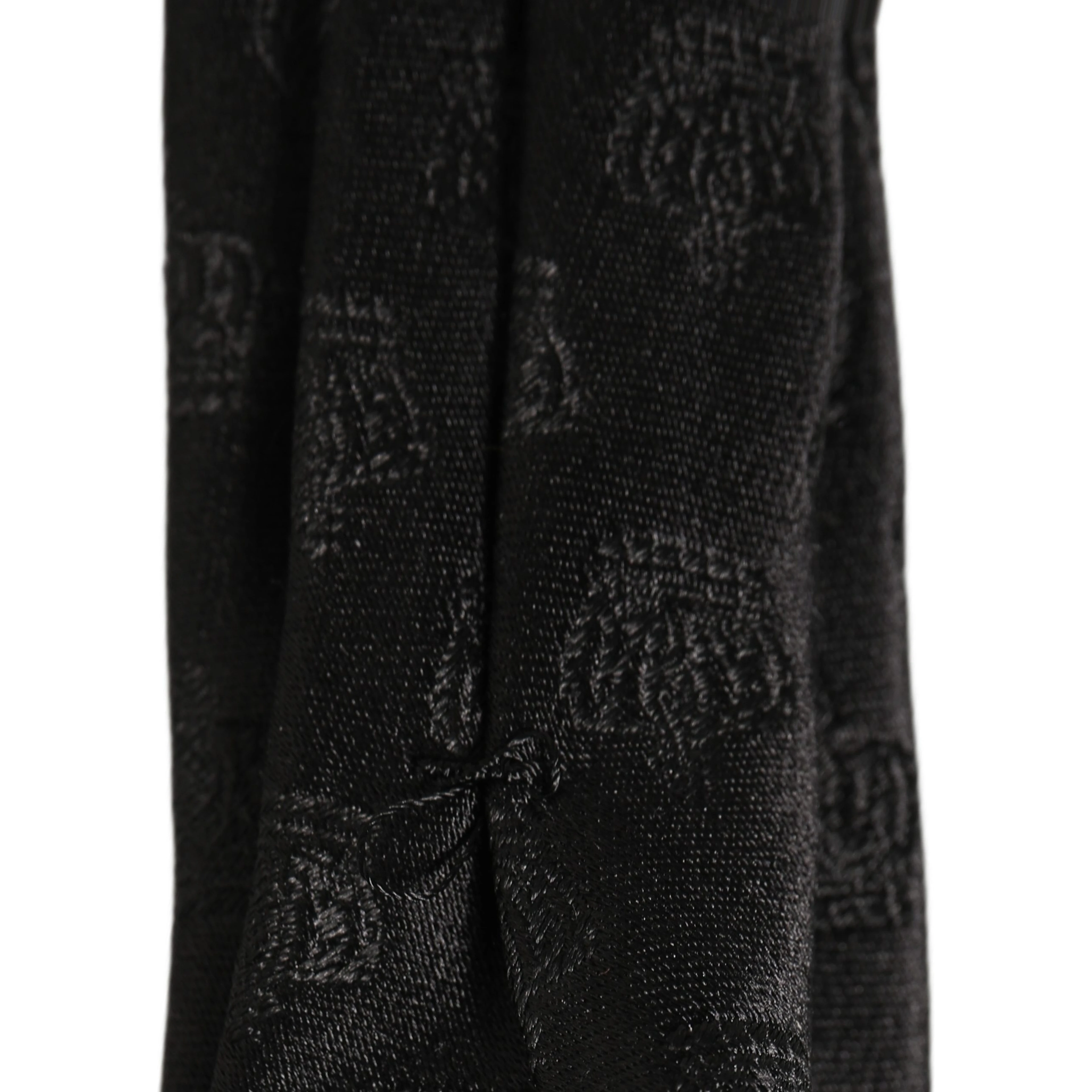 Men Black Crown Print Silk Adjustable Tied Necktie Tie