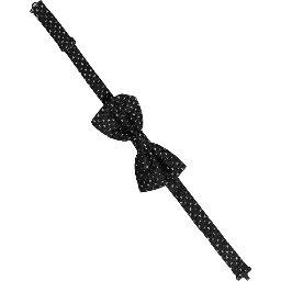 Men Black Patterned Adjustable Neck Papillon Bow Tie