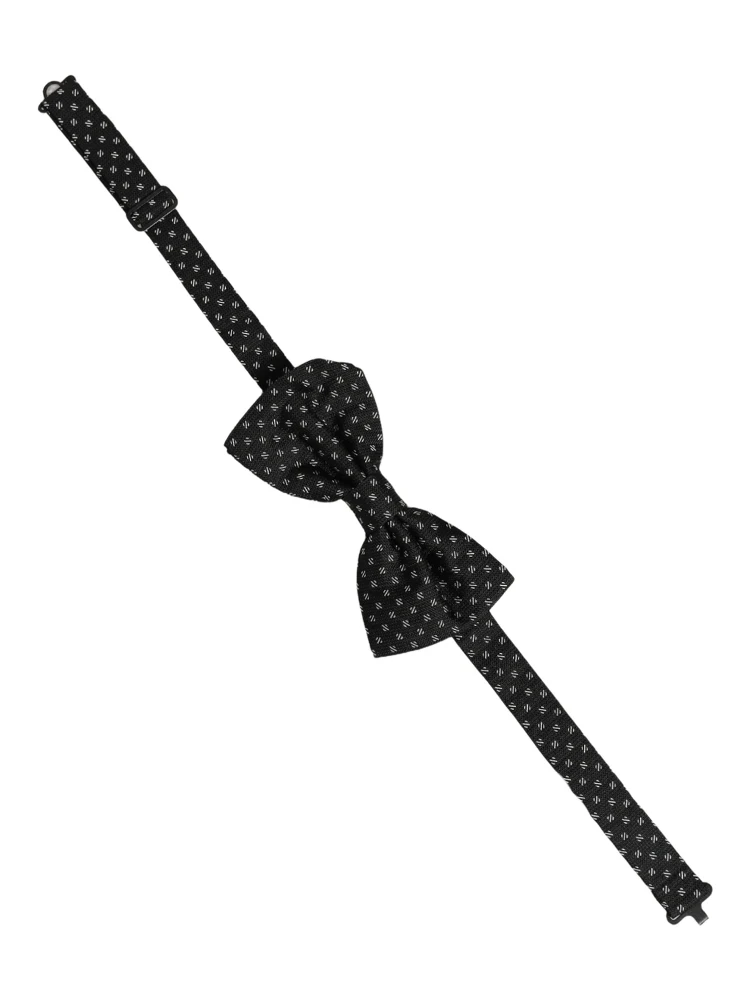 Men Black Patterned Adjustable Neck Papillon Bow Tie alternative