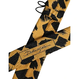 Men Black Yellow Patterned Adjustable Tied Necktie Tie