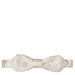 Men Off White Silk Adjustable Neck Papillon Bow Tie