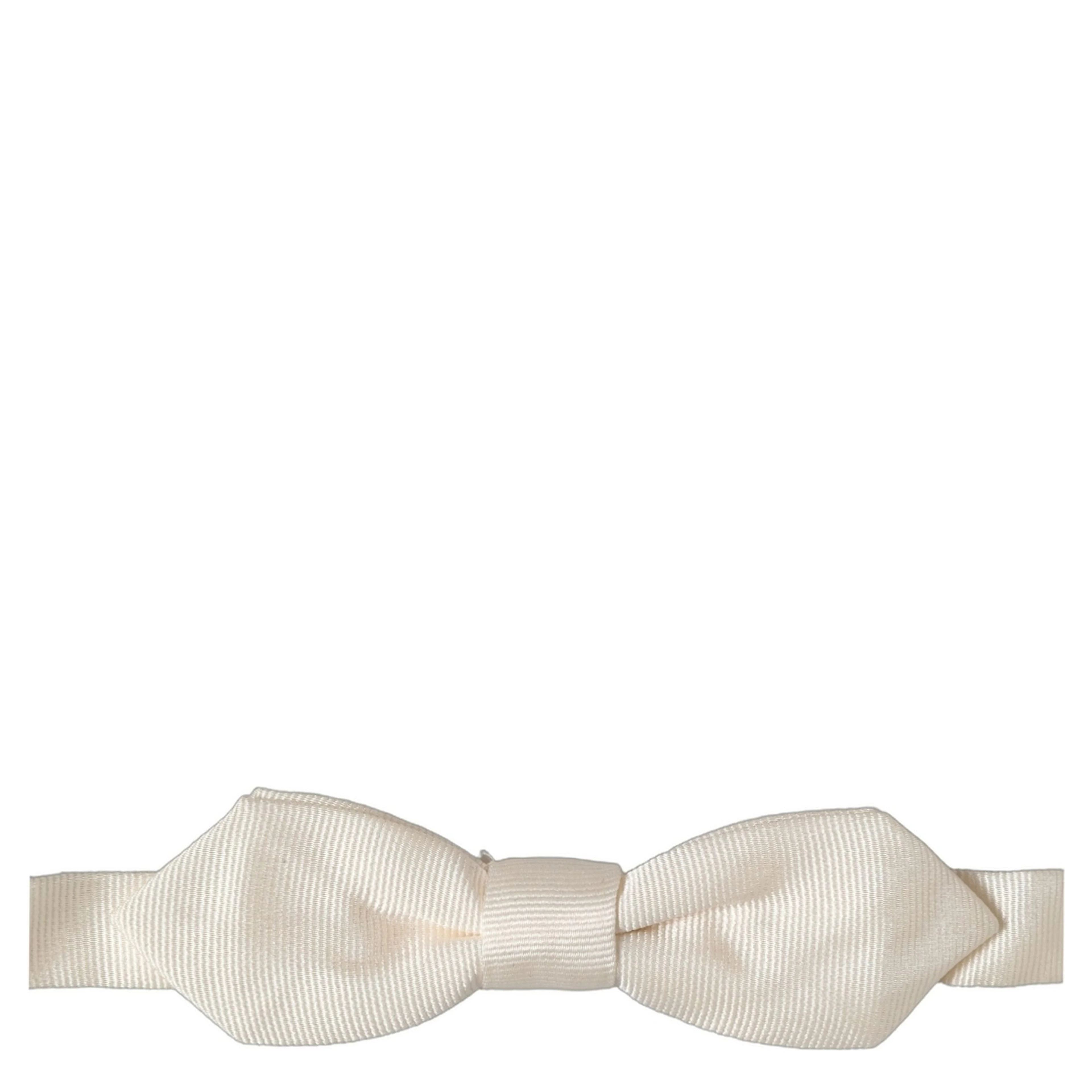 Men Off White Silk Adjustable Neck Papillon Bow Tie