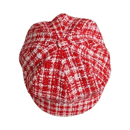 Red White Tweed Textured Baker Boy Capello Hat