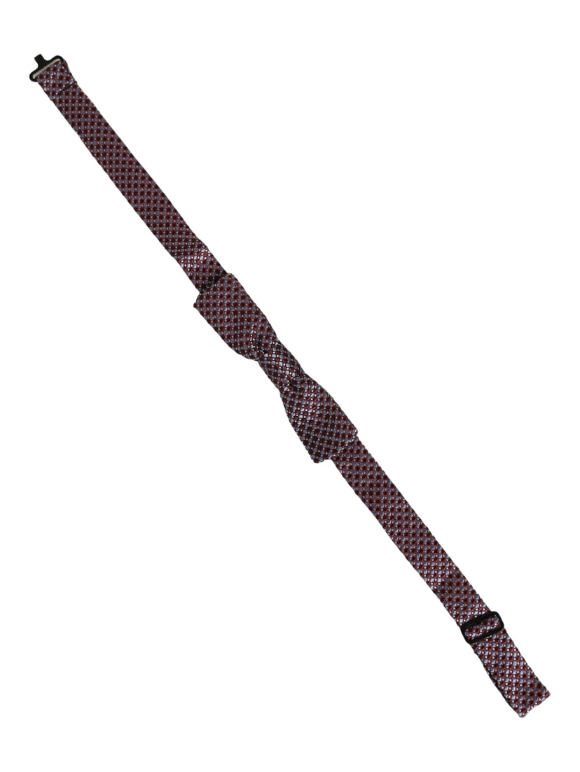 Blue Burgundy Woven Adjustable Neck Papillon Bow Tie