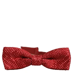 Men Red Polka Dot Silk Adjustable Neck Papillon Bow Tie
