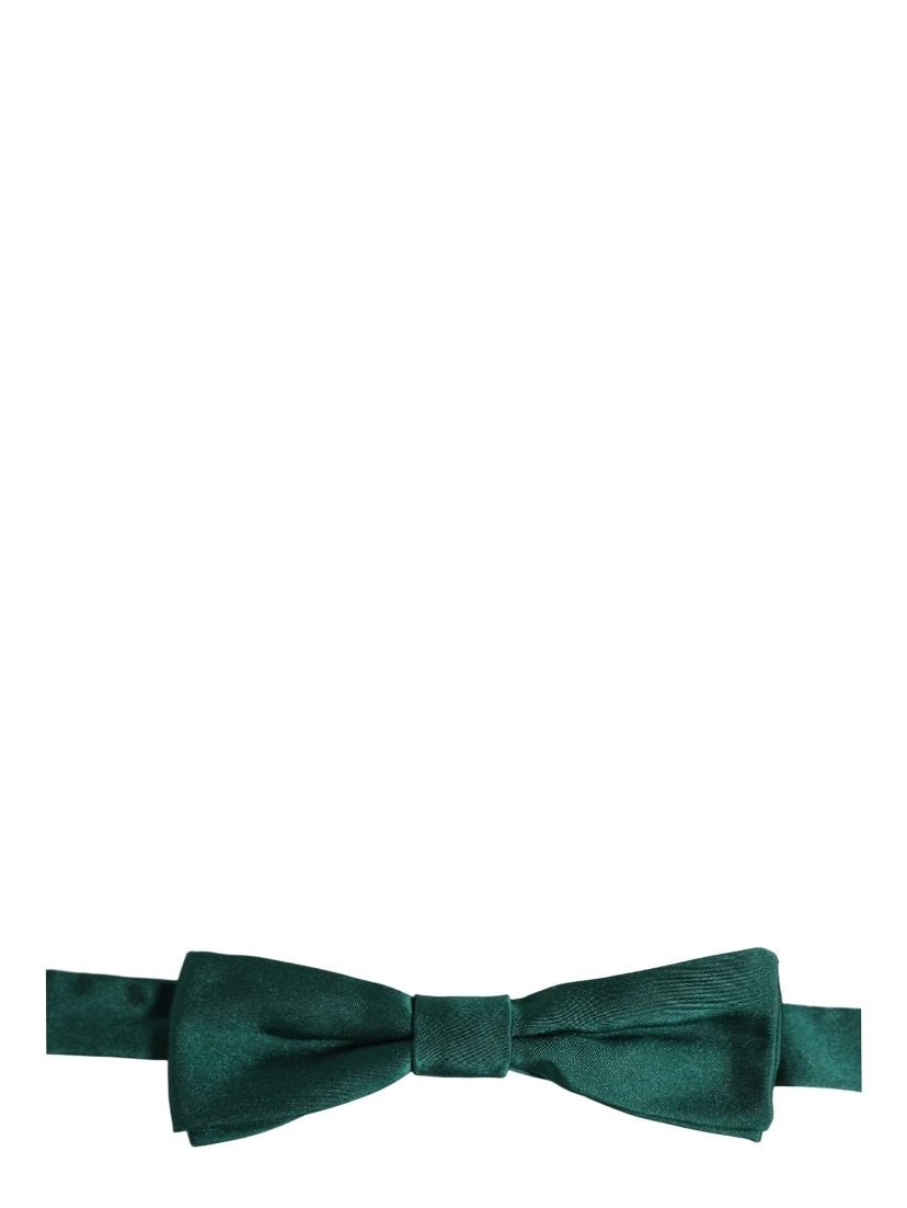 Men Green 100% Silk Adjustable Neck Papillon Bow Tie