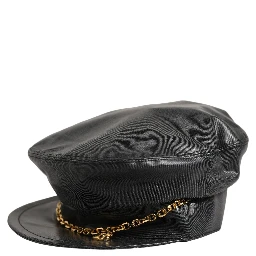Black Cotton Gold DG Chain Baker Boy Capello Hat