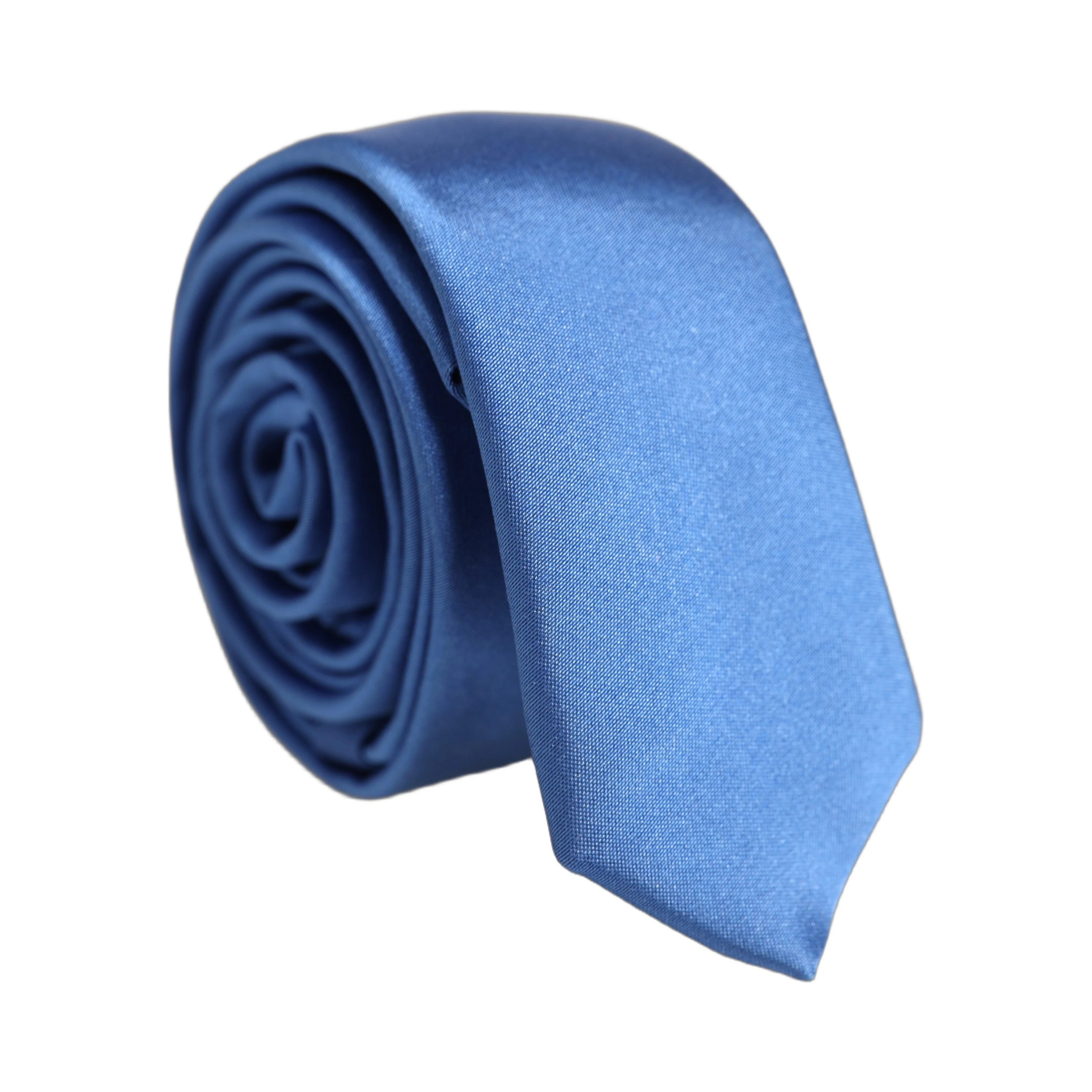 Men Blue 100% Silk Satin Adjustable Tied Necktie Tie