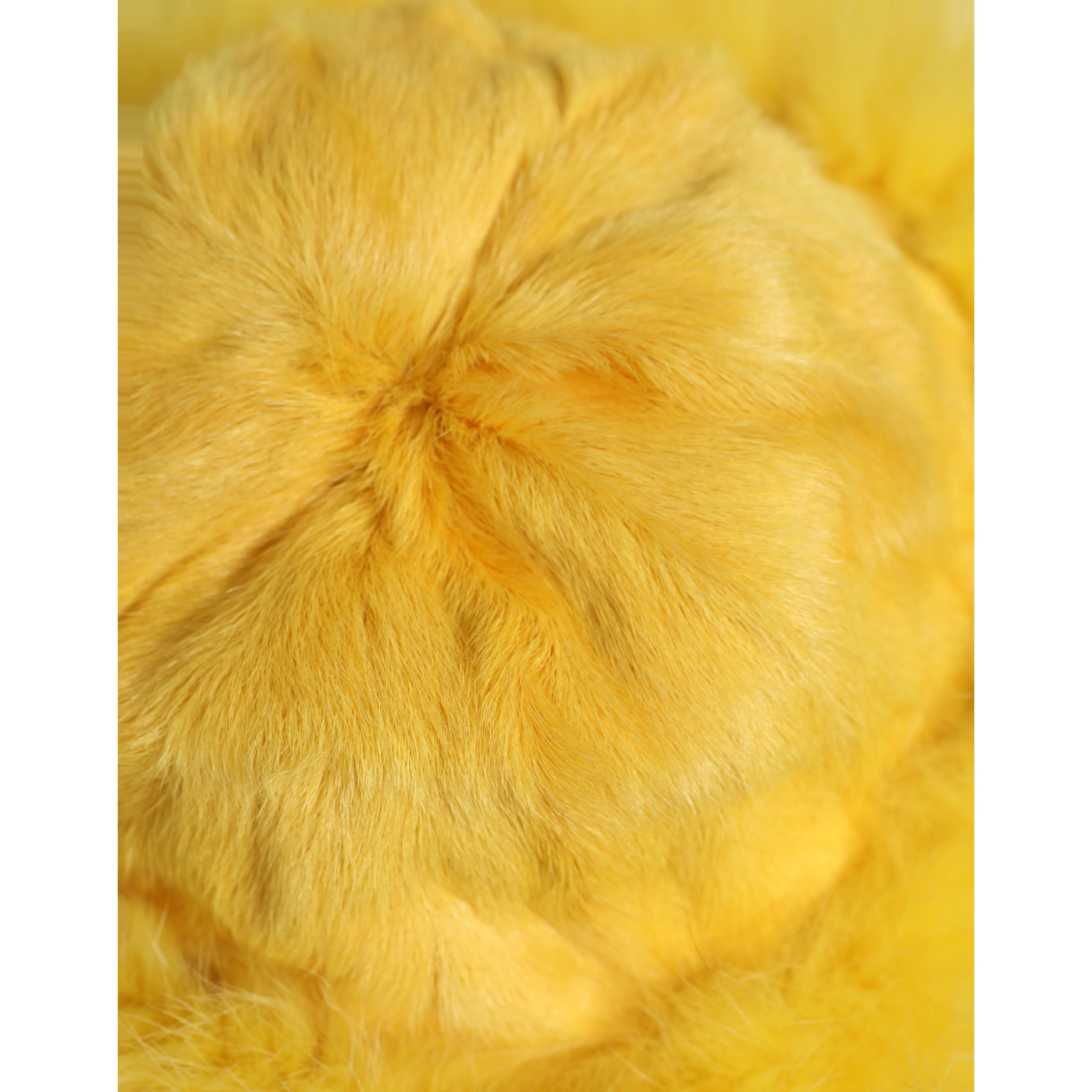 Yellow Fox Fur Womens Bucket Capello Hat